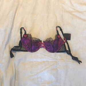 Hot Pink Lace and Satin Bra